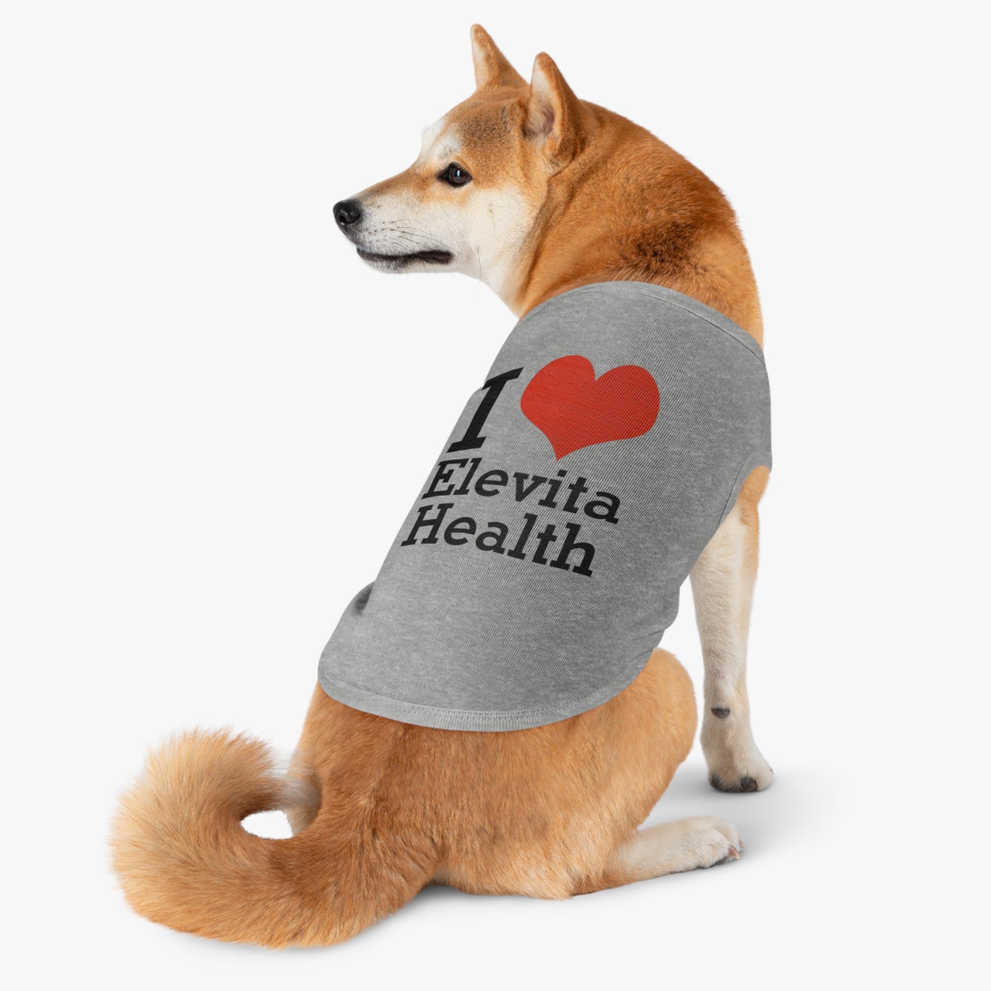 Pet Tank Top with I Love Elevita Health slogan