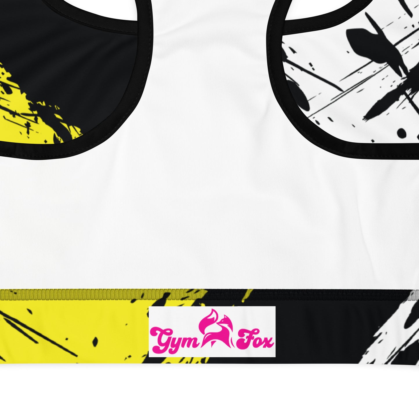 Padded Sports Bra - Yellow & Black Grunge