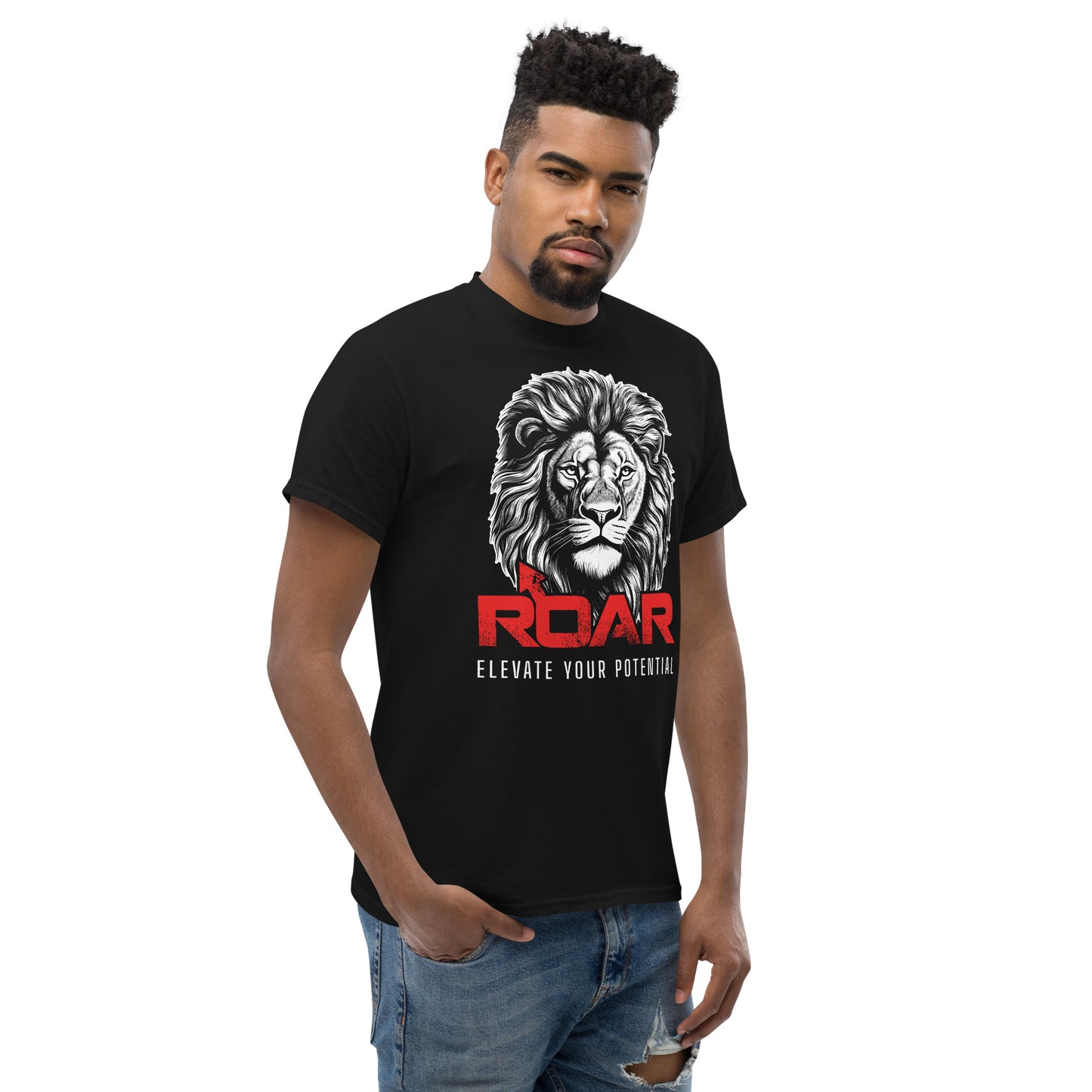 Men's classic tee with ROAR Lion and Logo