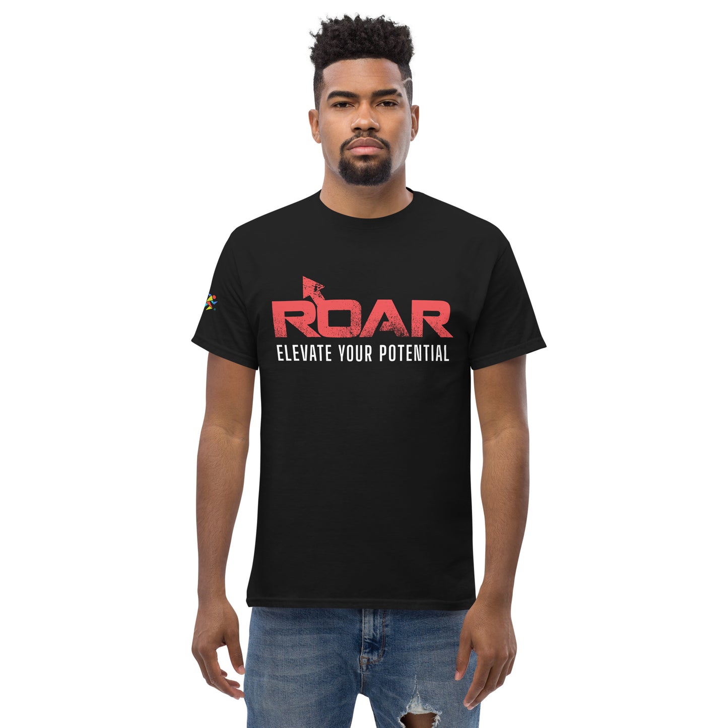 Classic Tee with ROAR logo, Unleash Your Beast and Bear Design on back