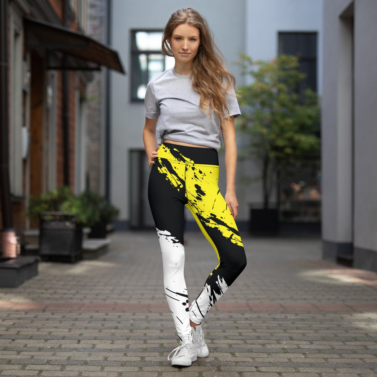 Yellow & Black Grunge Leggings