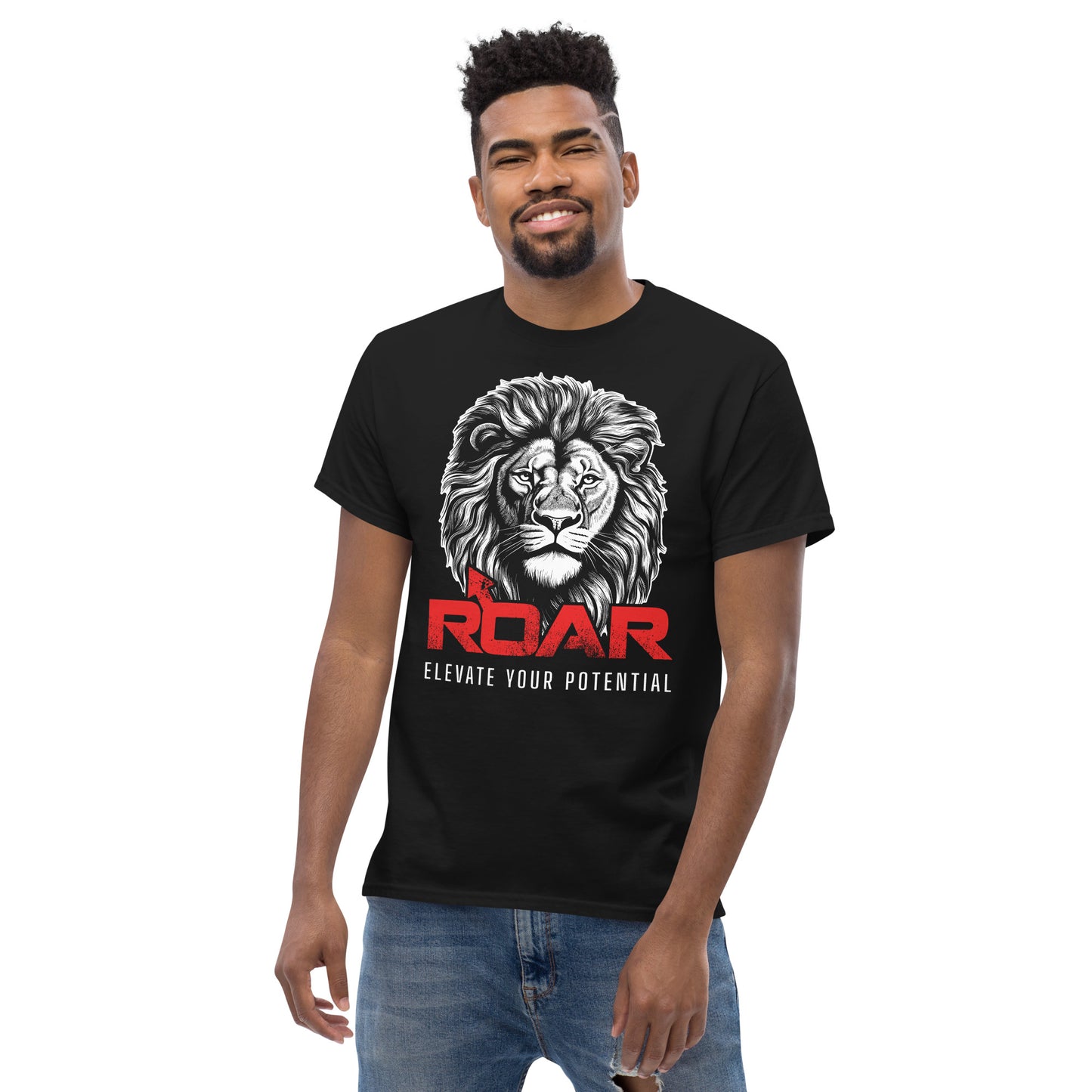 Men's classic tee with ROAR Lion and Logo