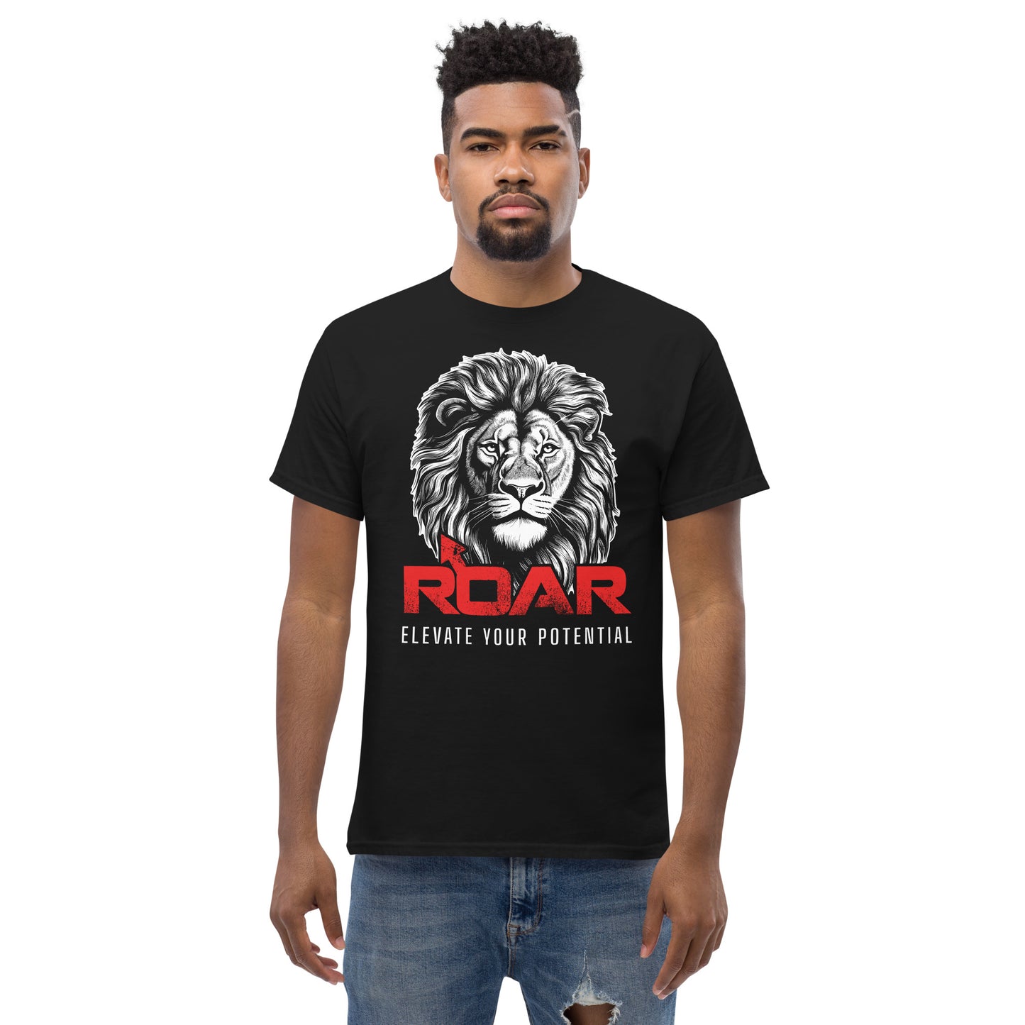 Men's classic tee with ROAR Lion and Logo