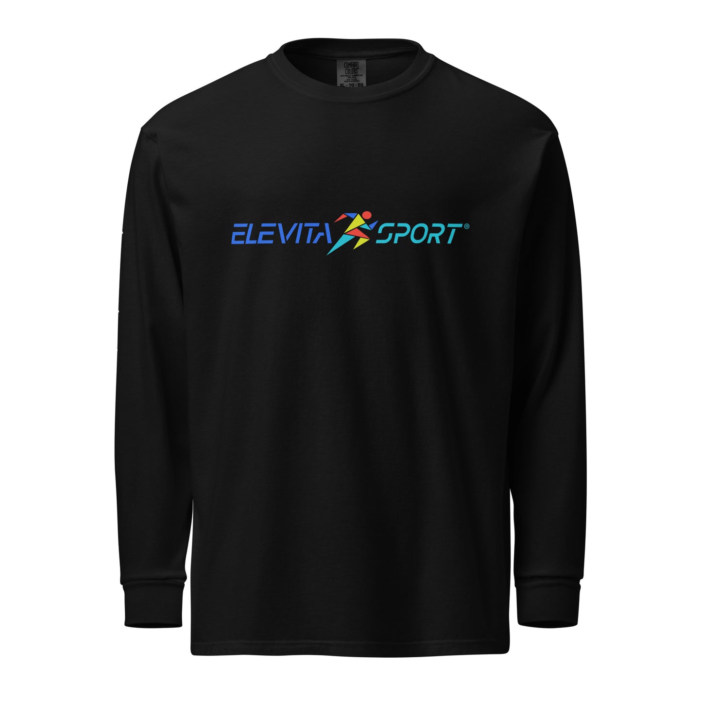 Garment-dyed heavyweight long-sleeve shirt with Elevita Sport Logo and "Unleash Your Beast" on sleeve